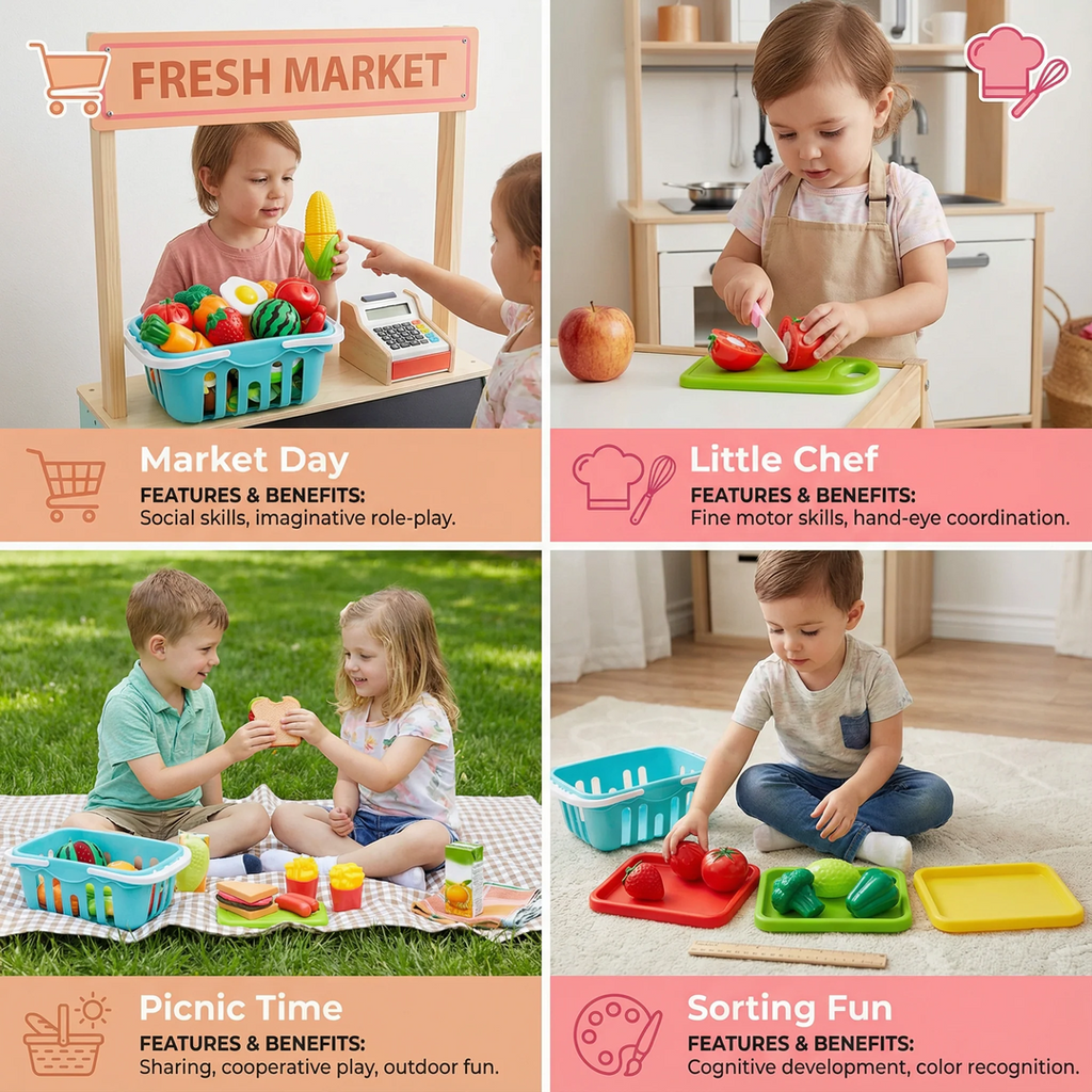 Cuttable Fruit and Vegetable Toy Play Set