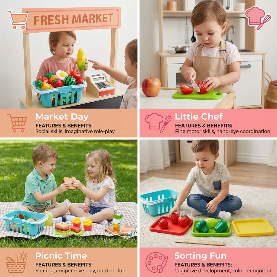 Cuttable Fruit and Vegetable Toy Play Set