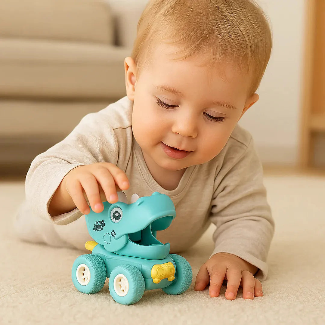 Push and Drive Dino Monster Truck Toy Car with Rolling Wheels