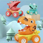 Skub-og-kør-dinosaur-monstertruck-legetøjsbil med rullende hjul