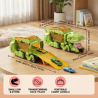 Gioco trasportatore di auto a forma di dinosauro con rampa
