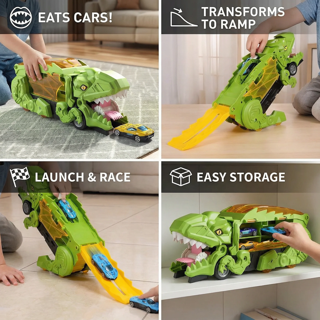 Dinosaur Car Carrier Toy with Ramp