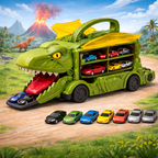 Gioco trasportatore di auto a forma di dinosauro con rampa