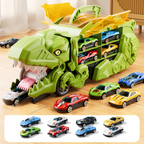 Gioco trasportatore di auto a forma di dinosauro con rampa