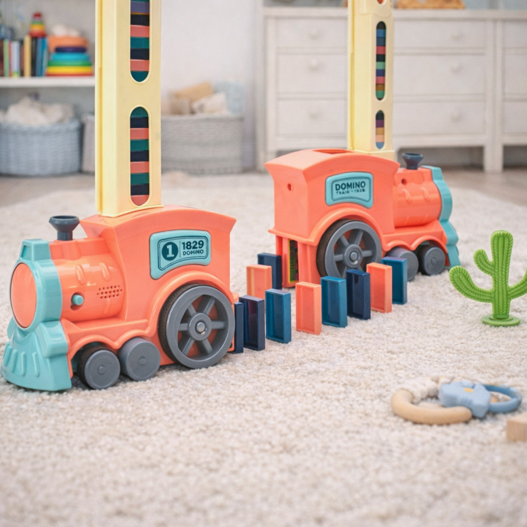 Domino Train Toy with Block Placement Mechanism