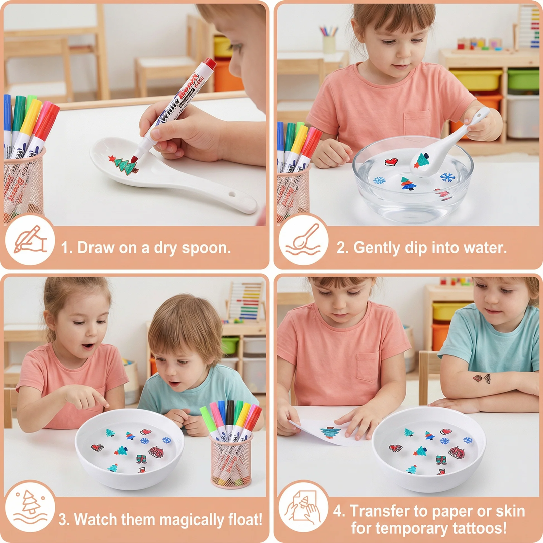 Floating Ink Drawing Marker Set with Water-Activated Effect