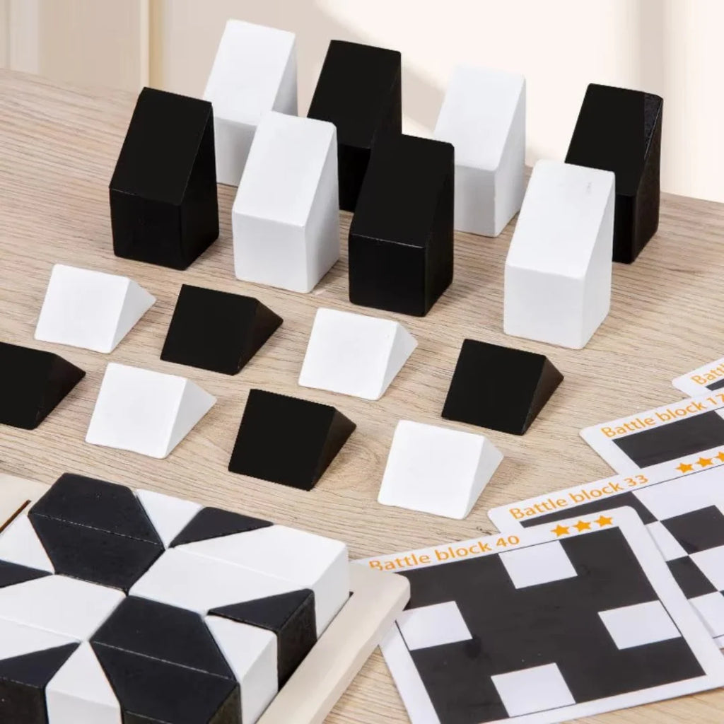 Dual Color Logic Puzzle Game with Geometric Blocks