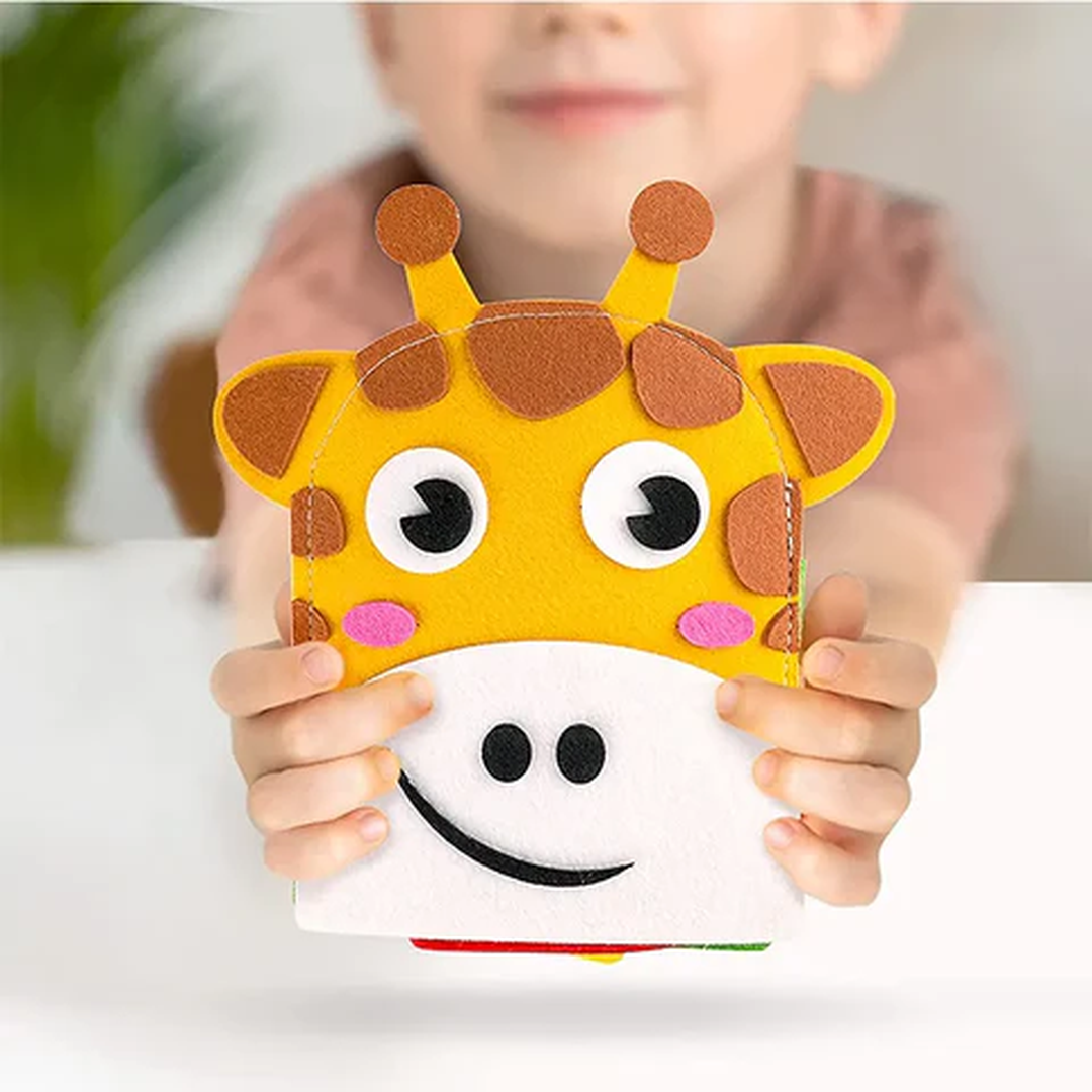 Fabric Busy Book with Giraffe Cover and Interactive Fastening Pages