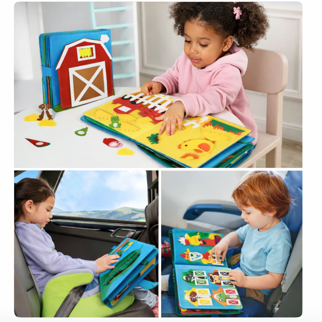 Farm Themed Fabric Activity Book with Interactive Pages