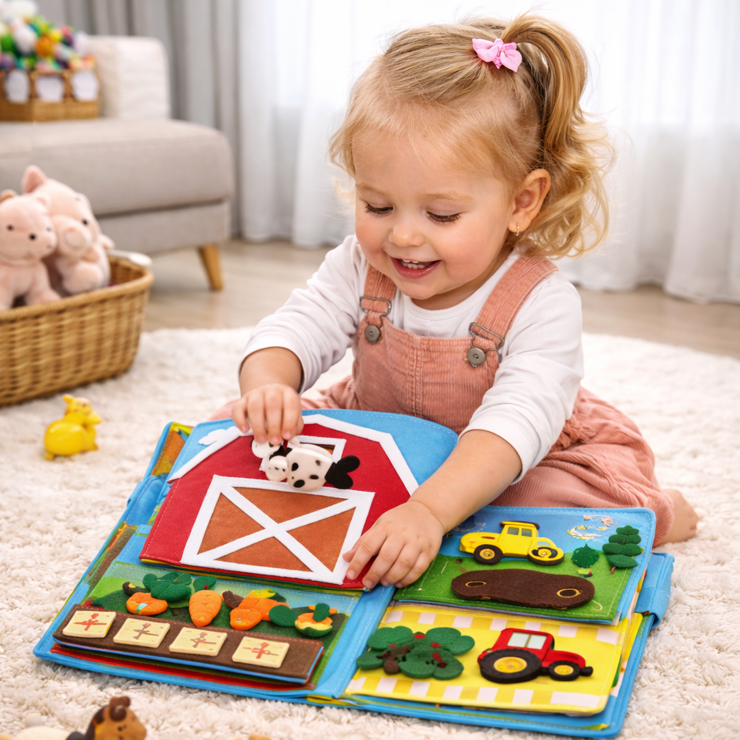 Farm Themed Fabric Activity Book with Interactive Pages