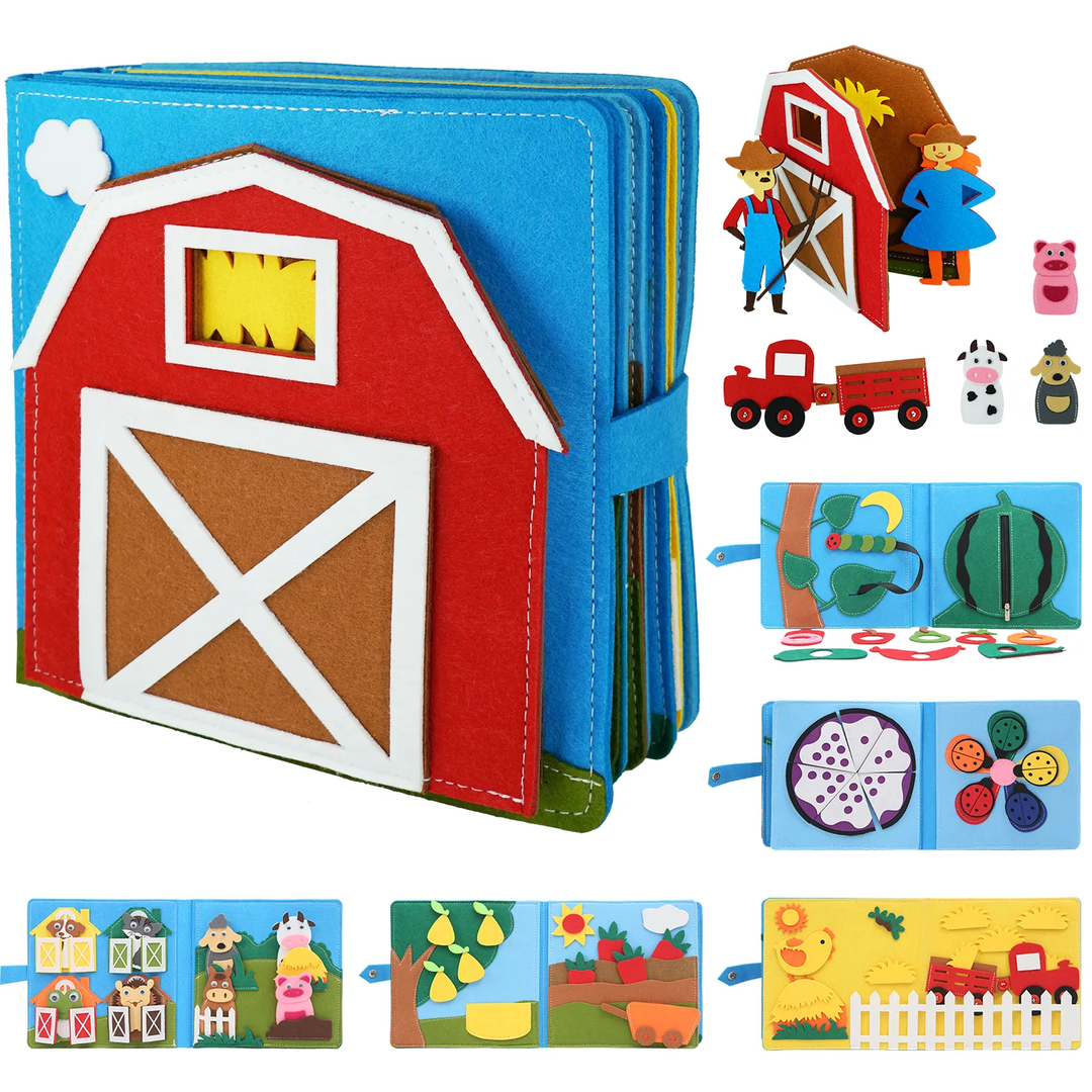 Farm Themed Fabric Activity Book with Interactive Pages