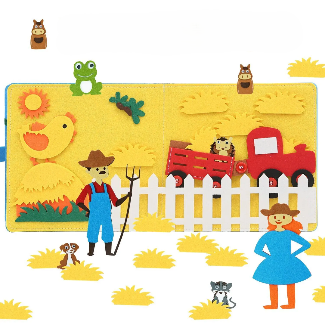 Farm Themed Fabric Activity Book with Interactive Pages