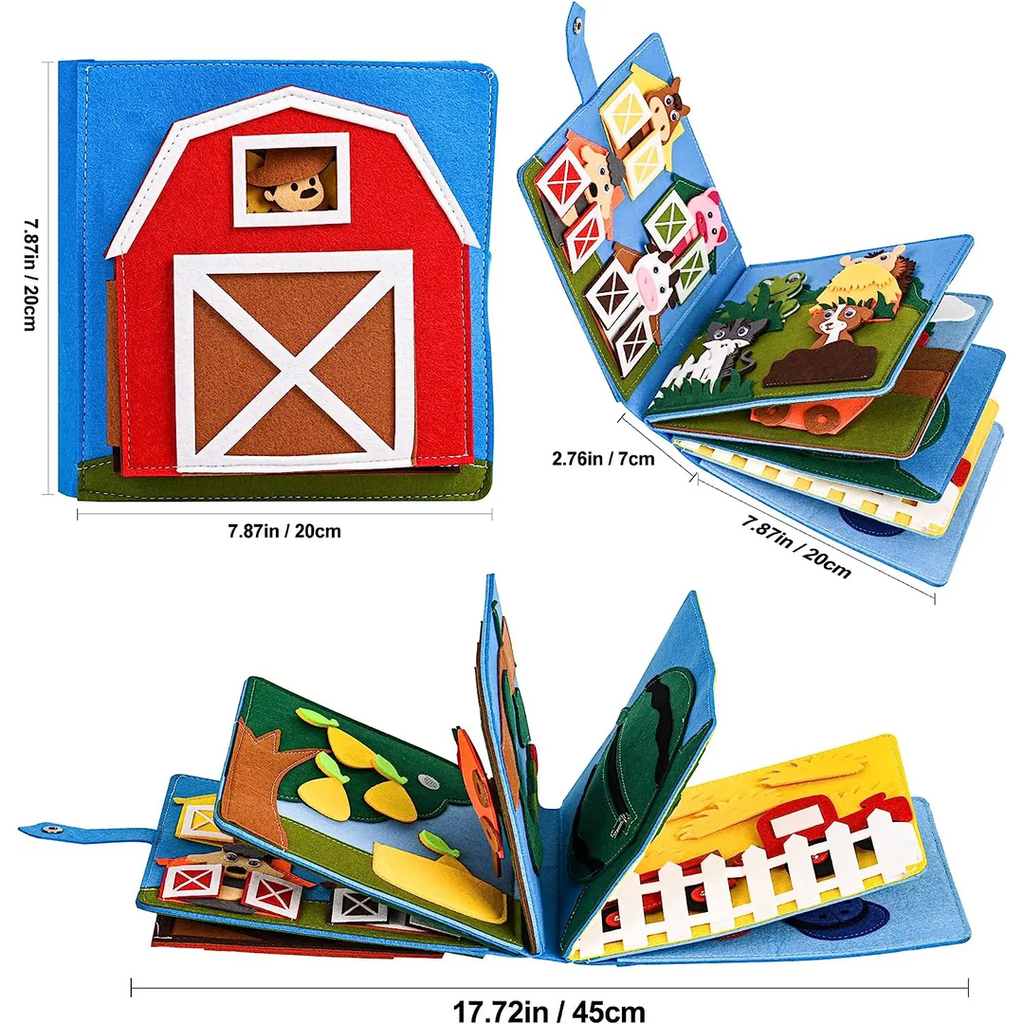 Farm Themed Fabric Activity Book with Interactive Pages