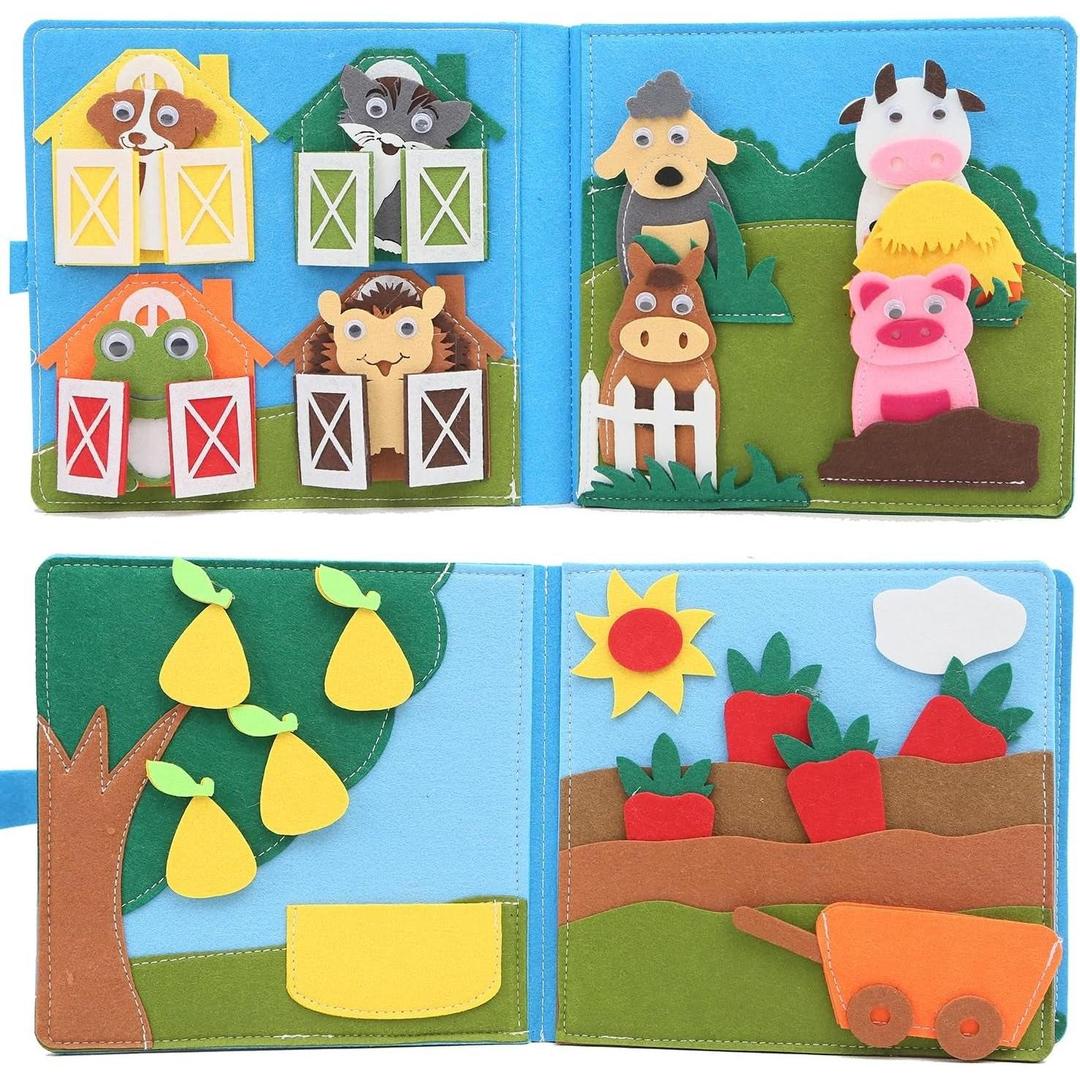 Farm Themed Fabric Activity Book with Interactive Pages