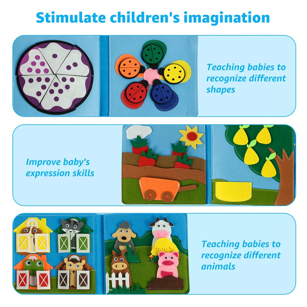 Farm Themed Fabric Activity Book with Interactive Pages