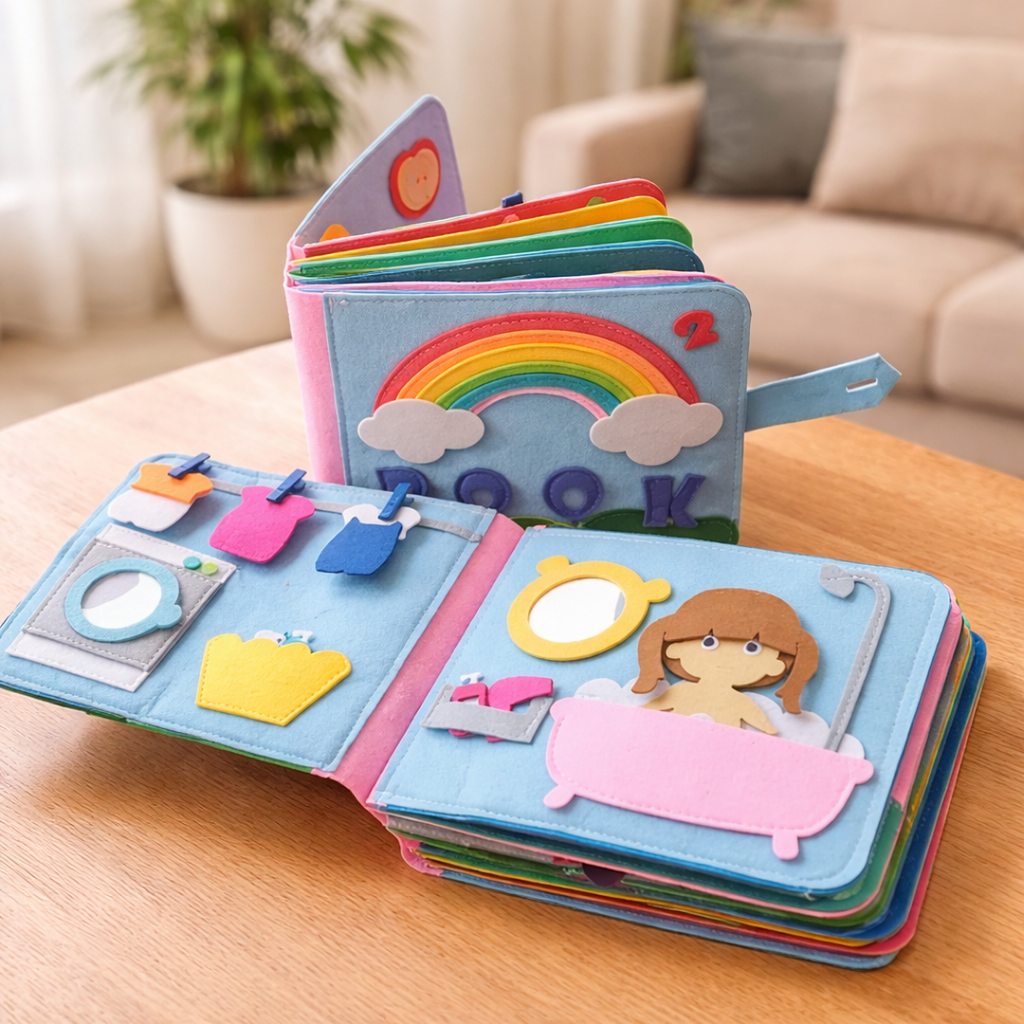 Felt Quiet Book with Interactive Fabric Pages