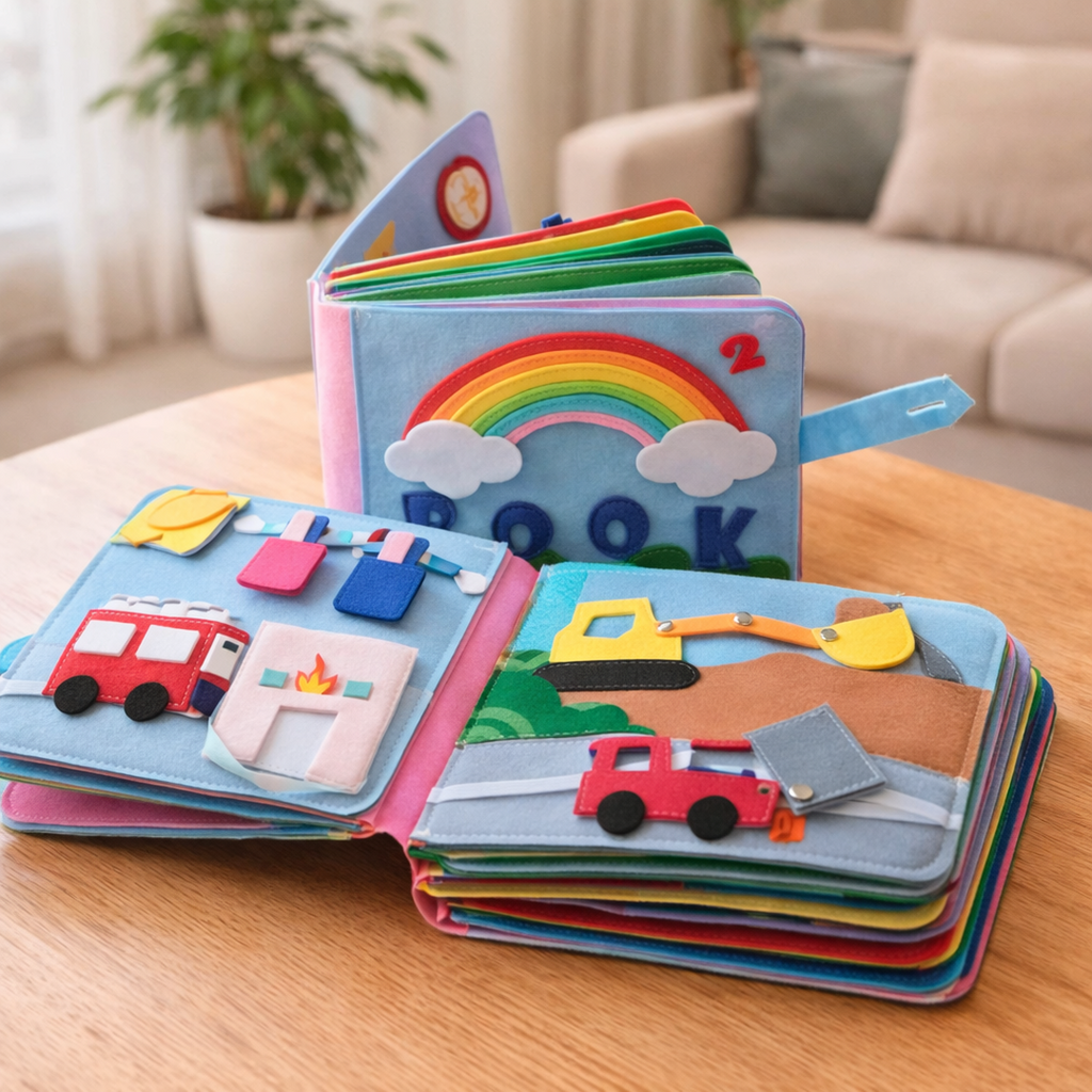 Felt Quiet Book with Interactive Fabric Pages