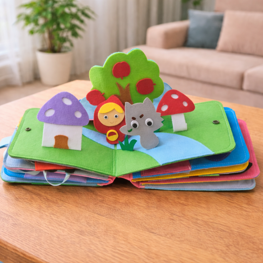 Felt Quiet Book with Interactive Fabric Pages