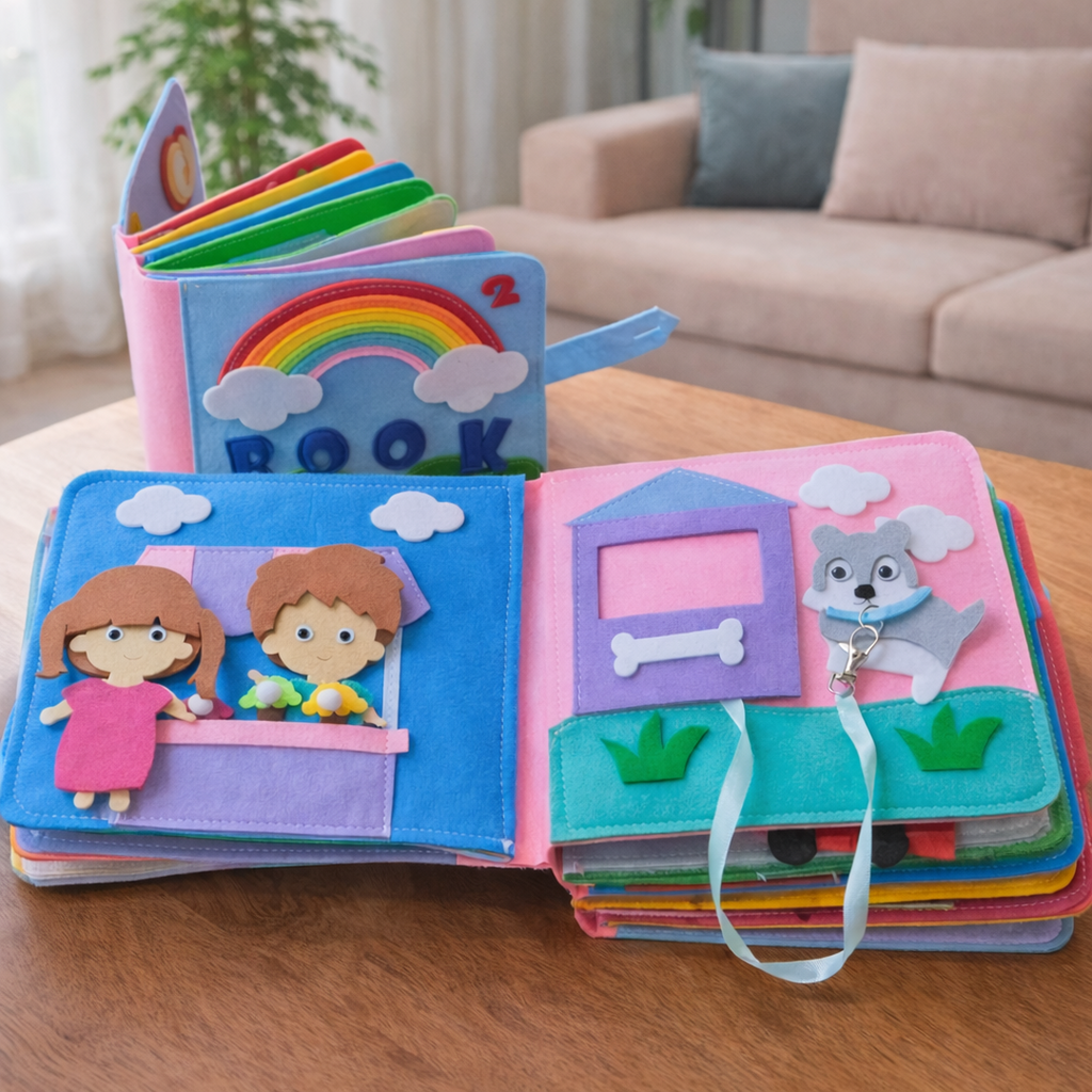 Felt Quiet Book with Interactive Fabric Pages