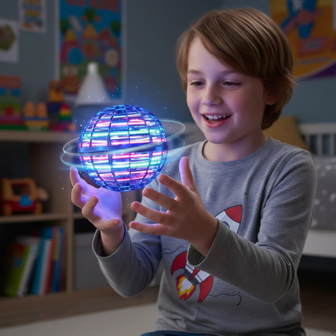 Flying ball toy with LED lighting