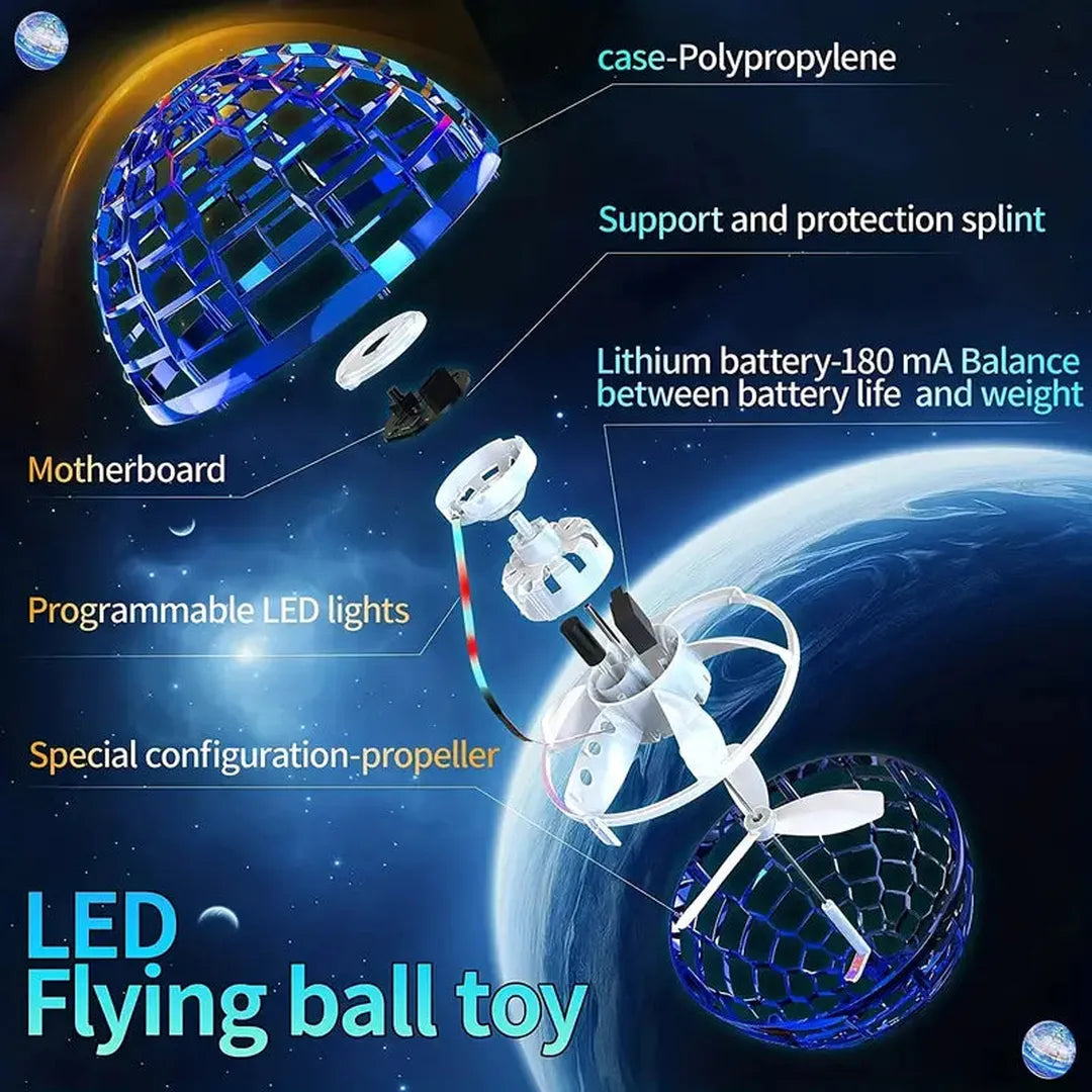 Flying ball toy with LED lighting