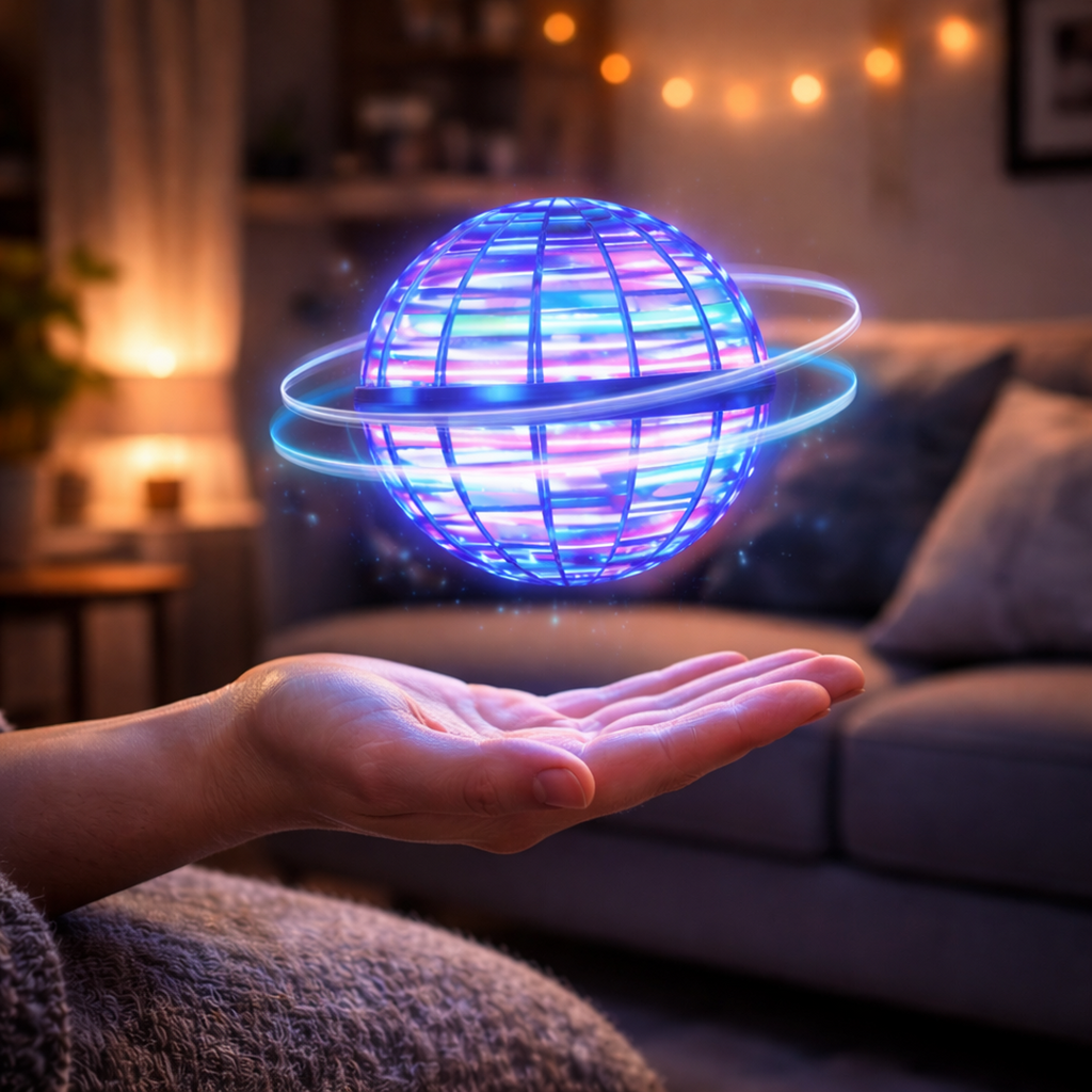 Flying ball toy with LED lighting