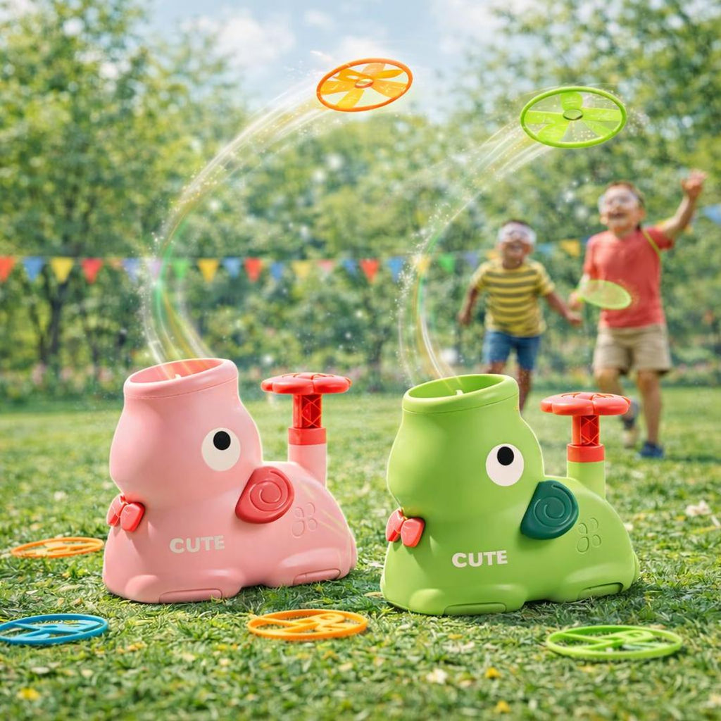 Flying Disc Launcher Toy with Manual Spin Activation