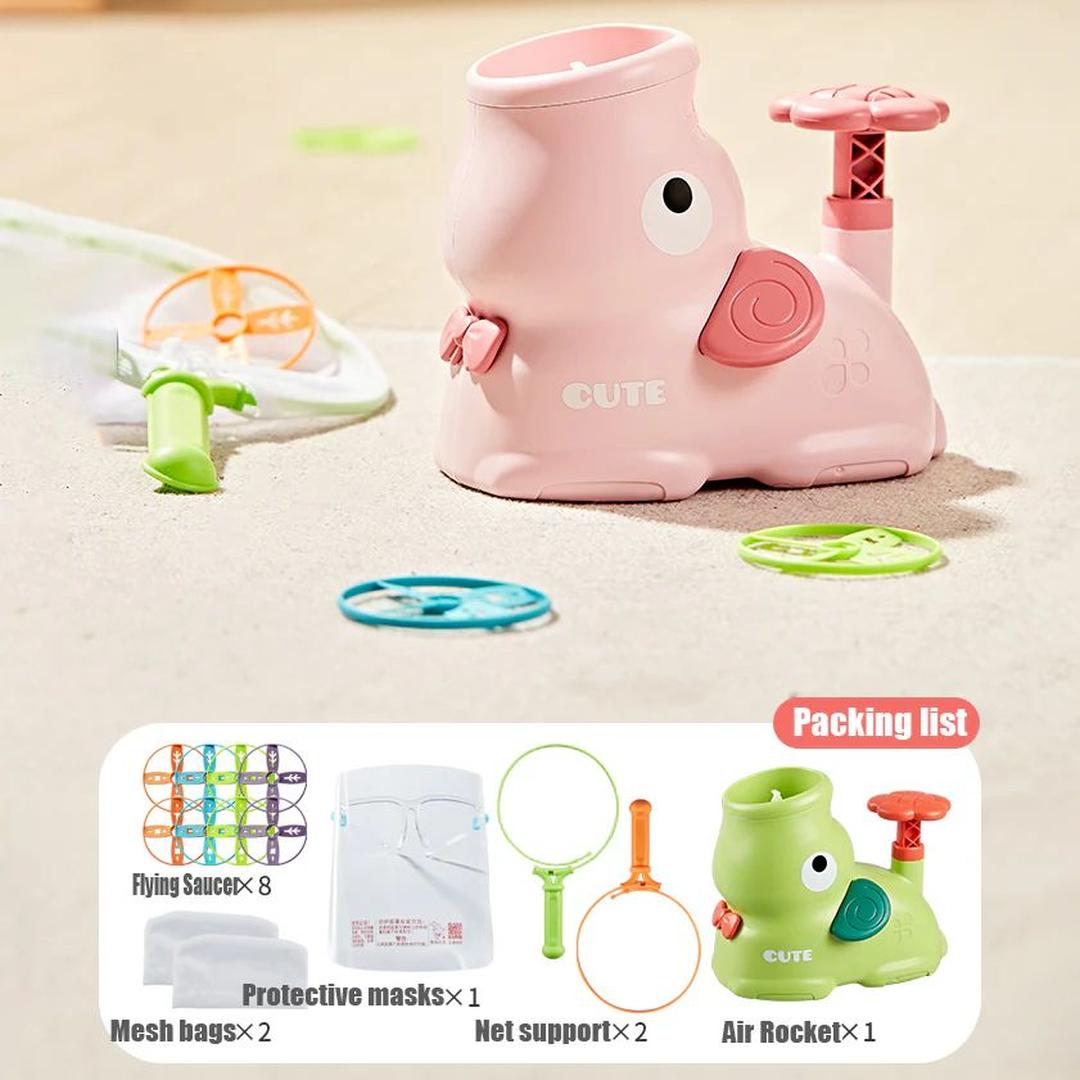 Flying Disc Launcher Toy with Manual Spin Activation