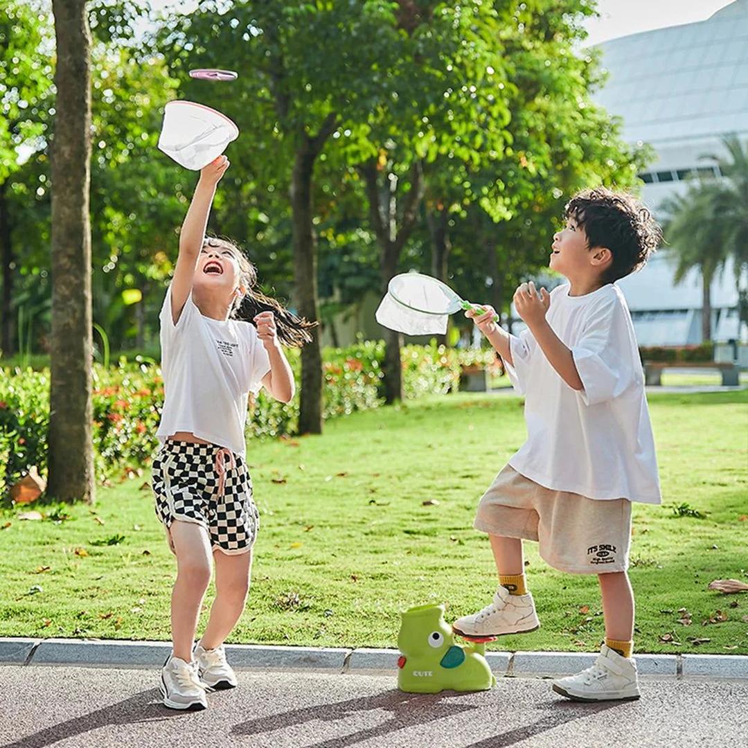 Flying Disc Launcher Toy with Manual Spin Activation