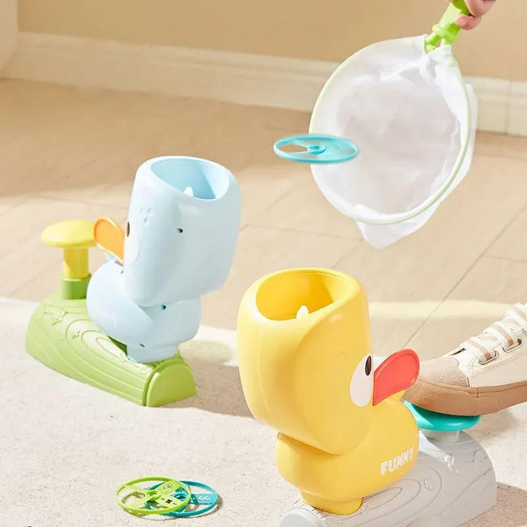 Flying Disc Launcher Toy with Manual Spin Activation