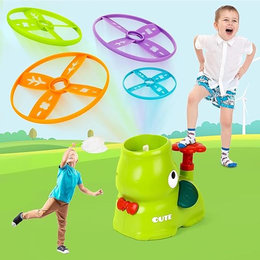 Flying Disc Launcher Toy with Manual Spin Activation