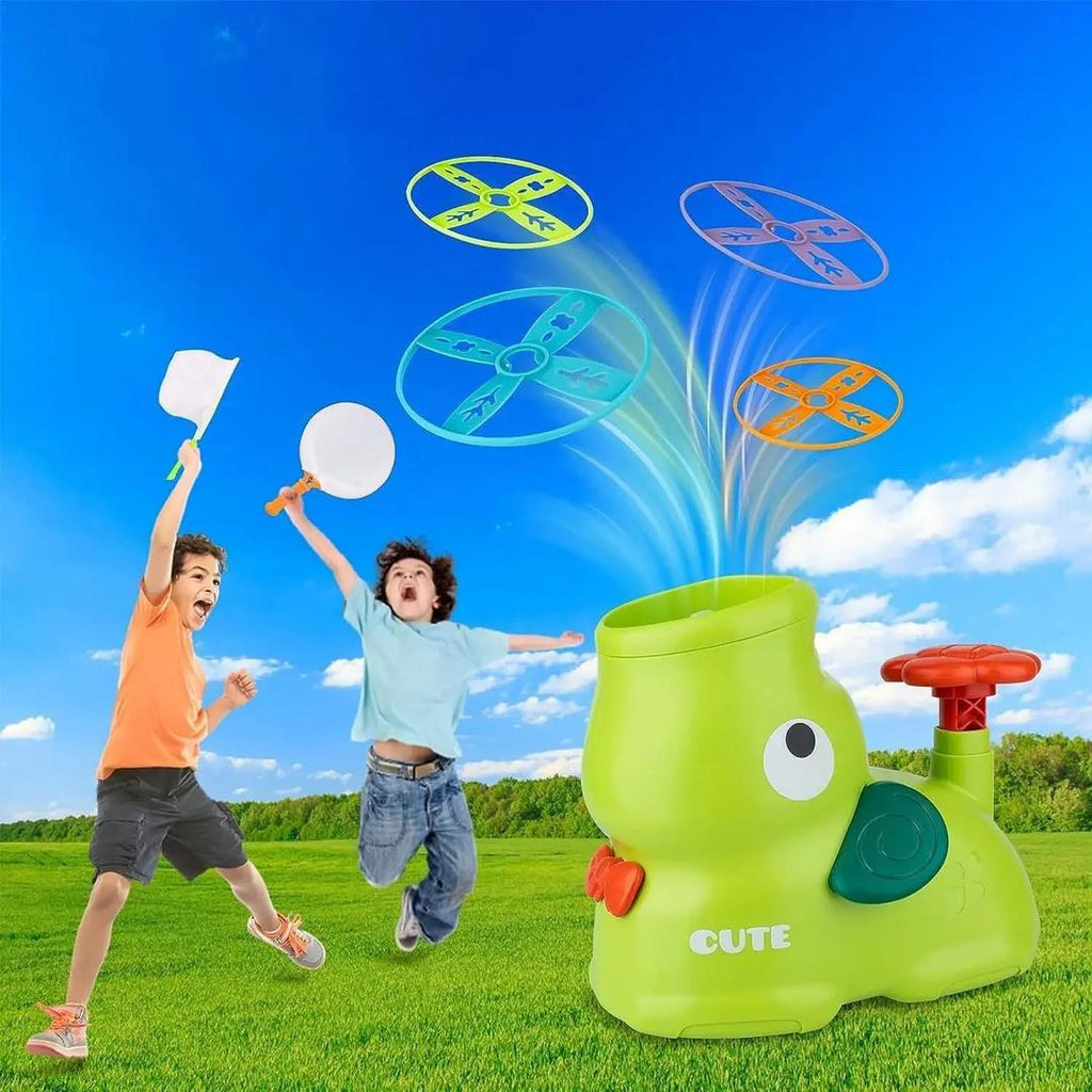 Flying Disc Launcher Toy with Manual Spin Activation
