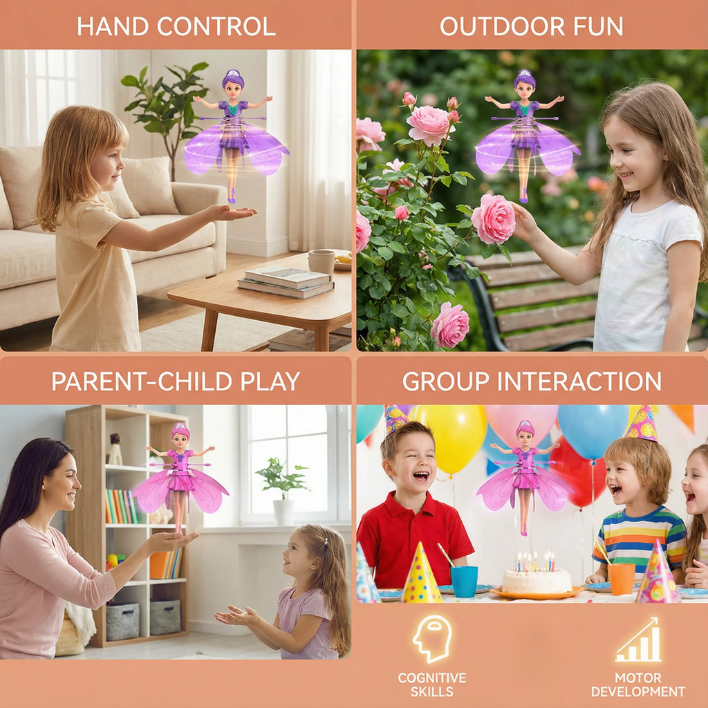 Flying Doll Toy with Rotating Wings