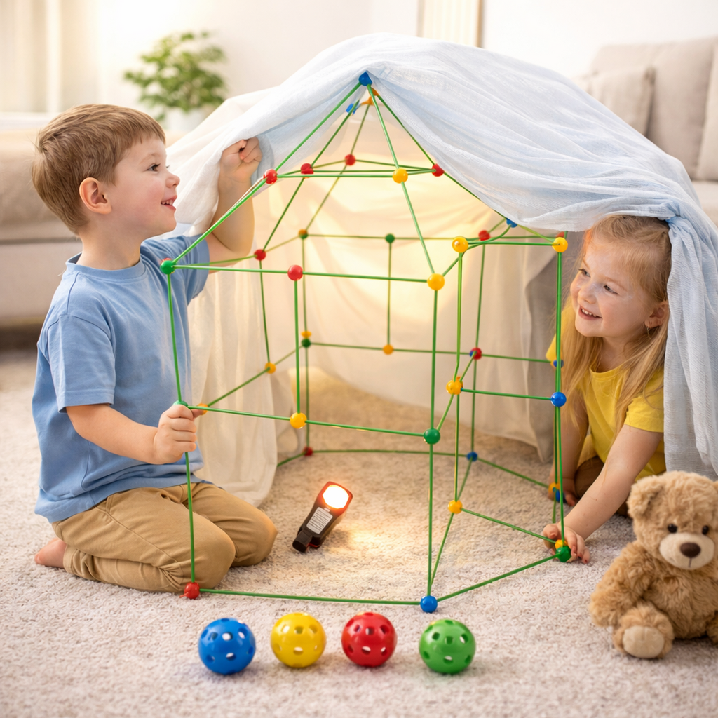 Fort Building Kit with Rod and Connector System