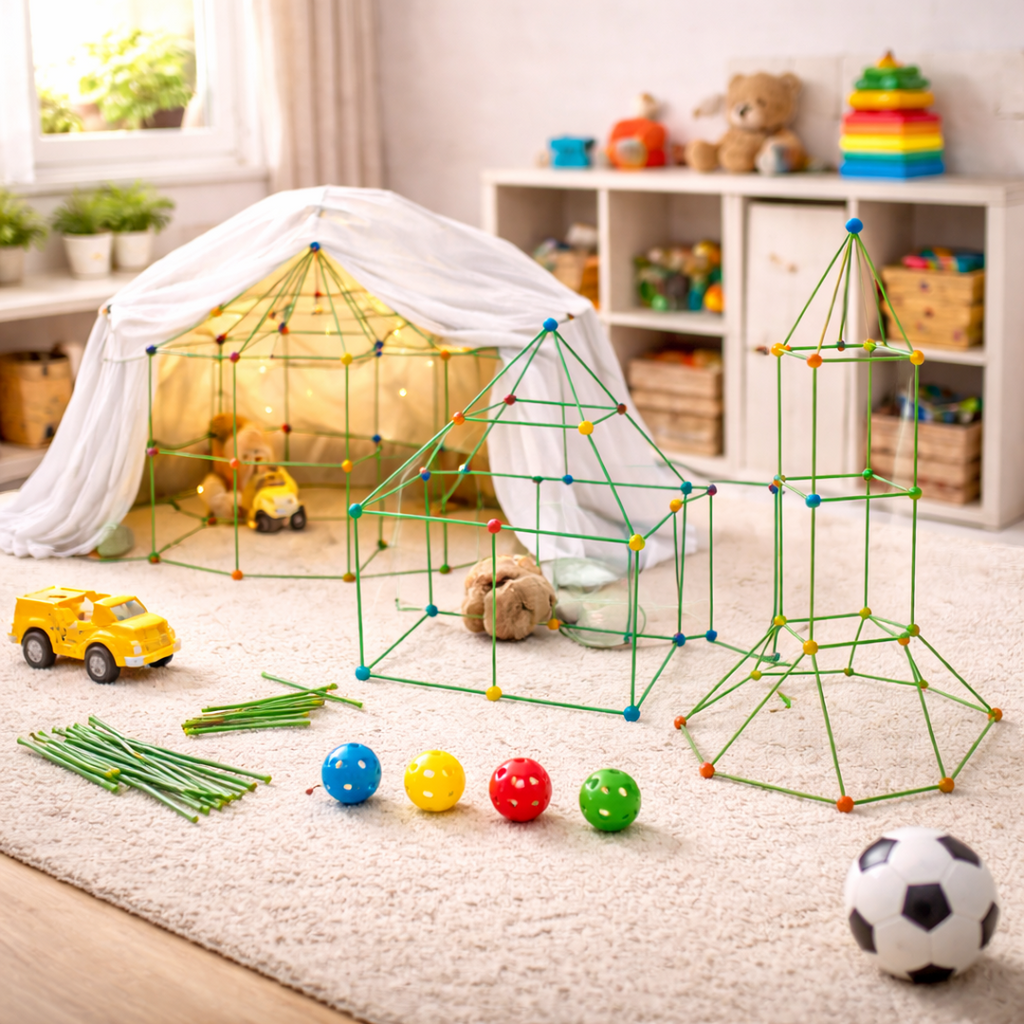 Fort Building Kit with Rod and Connector System
