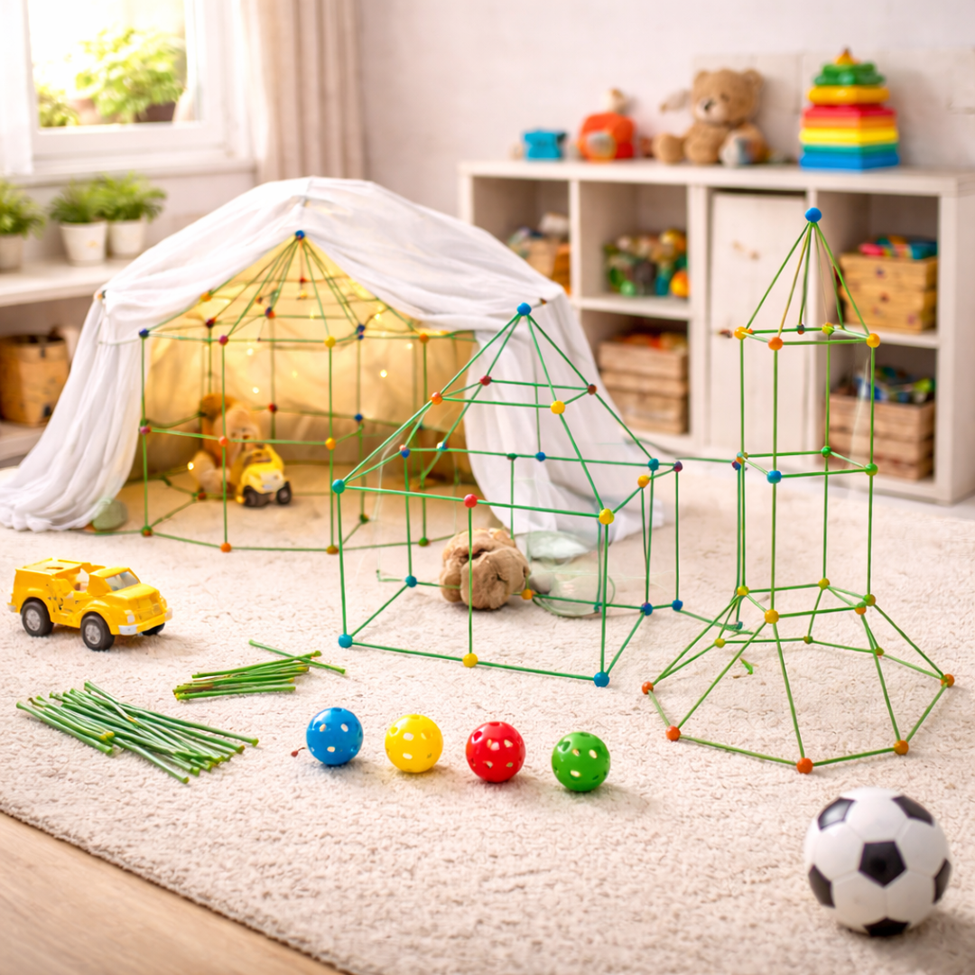 Fort Building Kit with Rod and Connector System