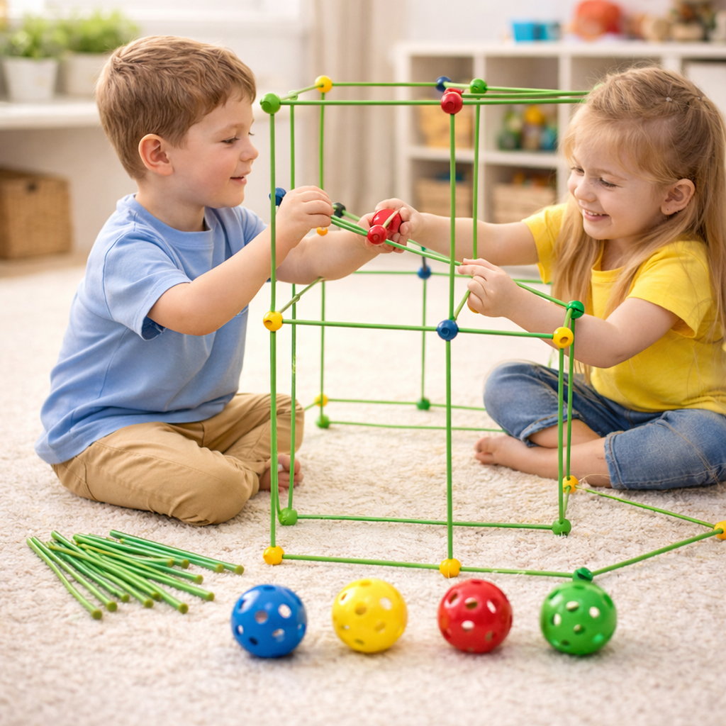 Fort Building Kit with Rod and Connector System