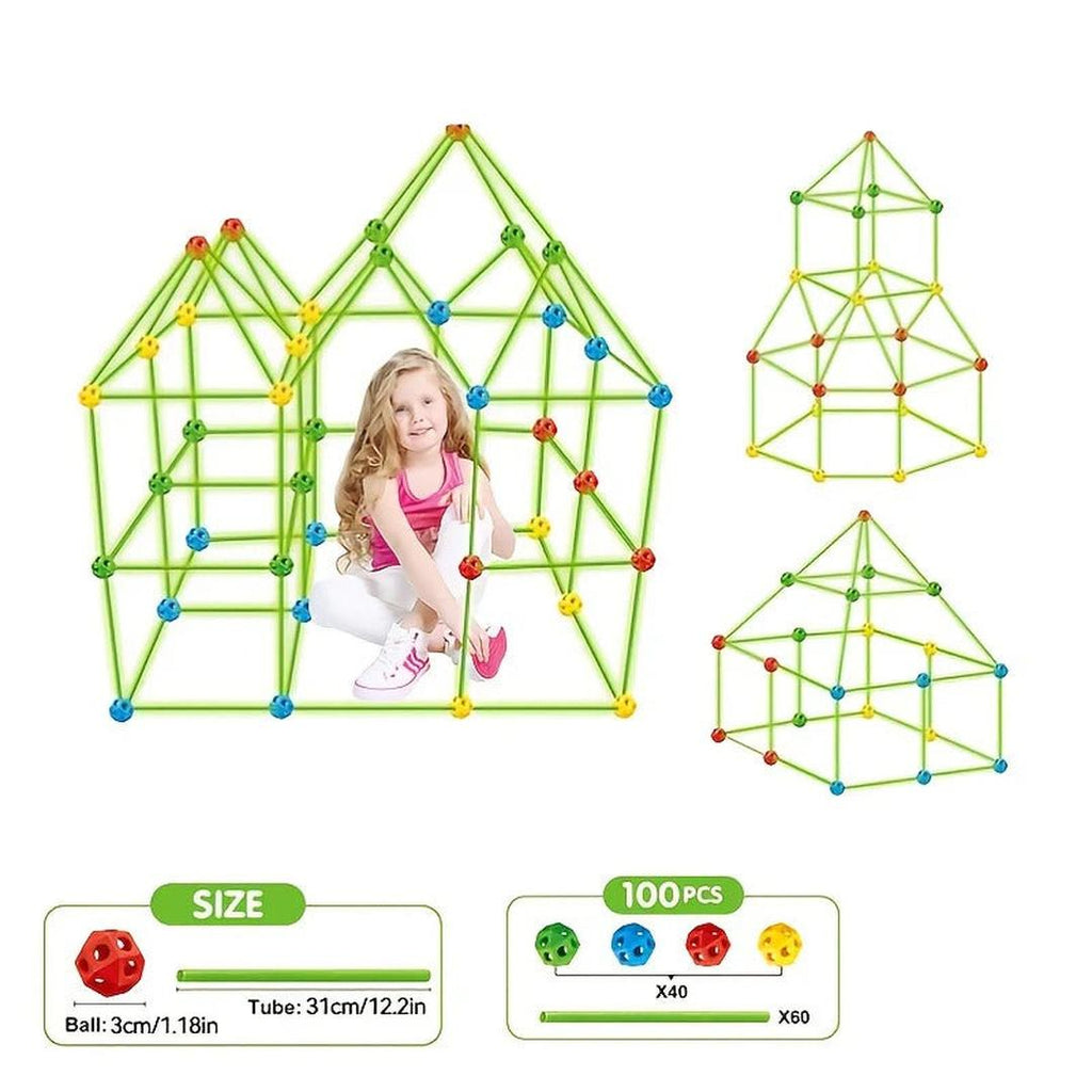 Fort Building Kit with Rod and Connector System