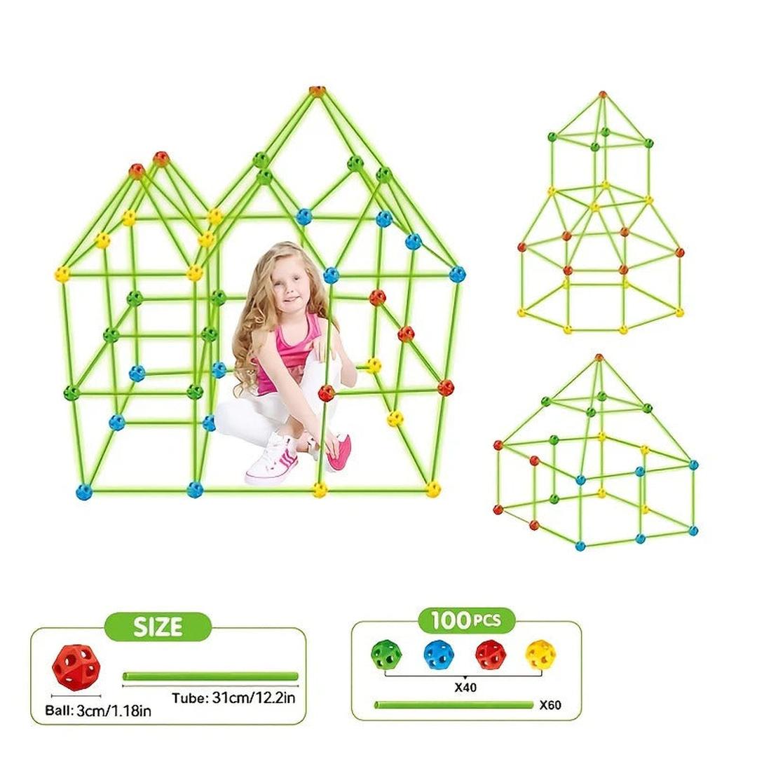 Fort Building Kit with Rod and Connector System