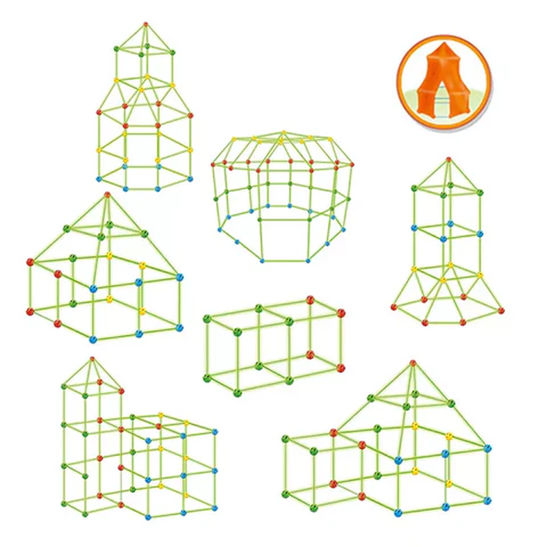 Fort Building Kit with Rod and Connector System