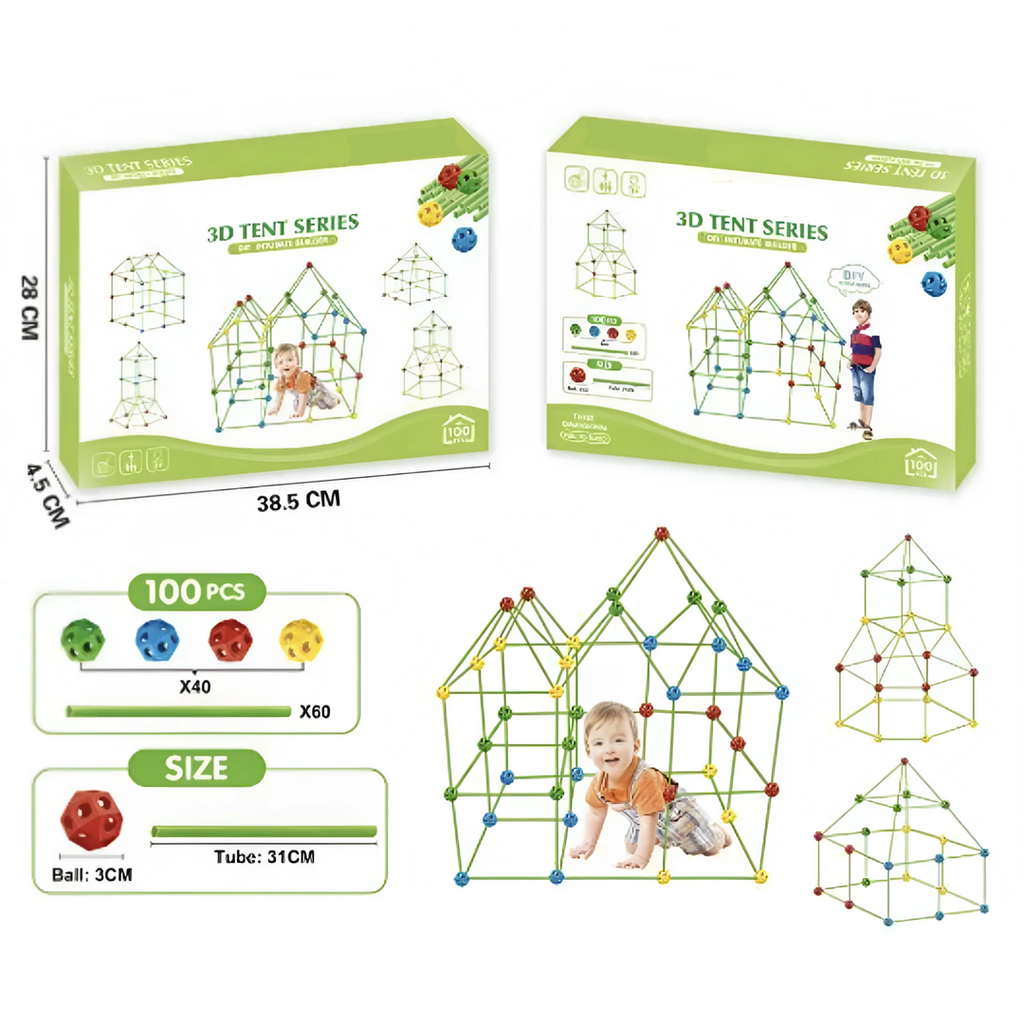 Fort Building Kit with Rod and Connector System