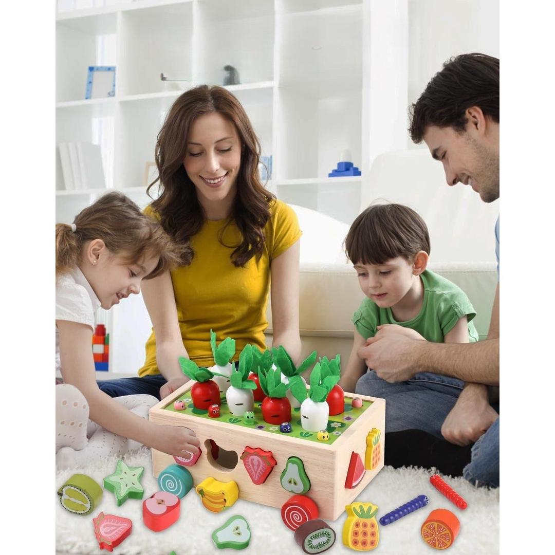 Montessori Garden Shape Sorter with Wooden Box Structure