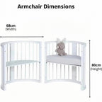 Convertible Baby Crib - White Solid Wood with Swivel Castors