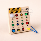 Tablero sensorial LED con múltiples interruptores y elementos luminosos
