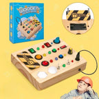 Tablero sensorial LED con múltiples interruptores y elementos luminosos