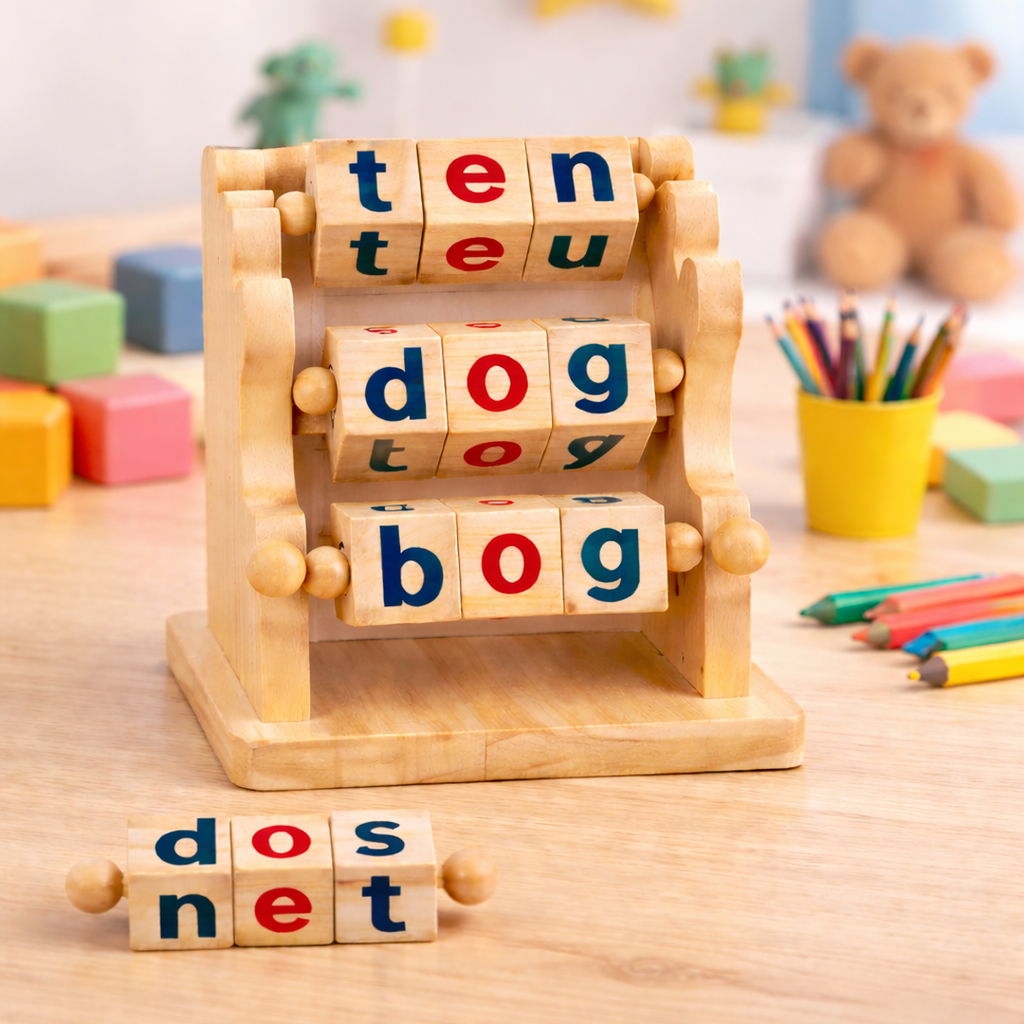Wooden Rotating Letter Blocks Toy