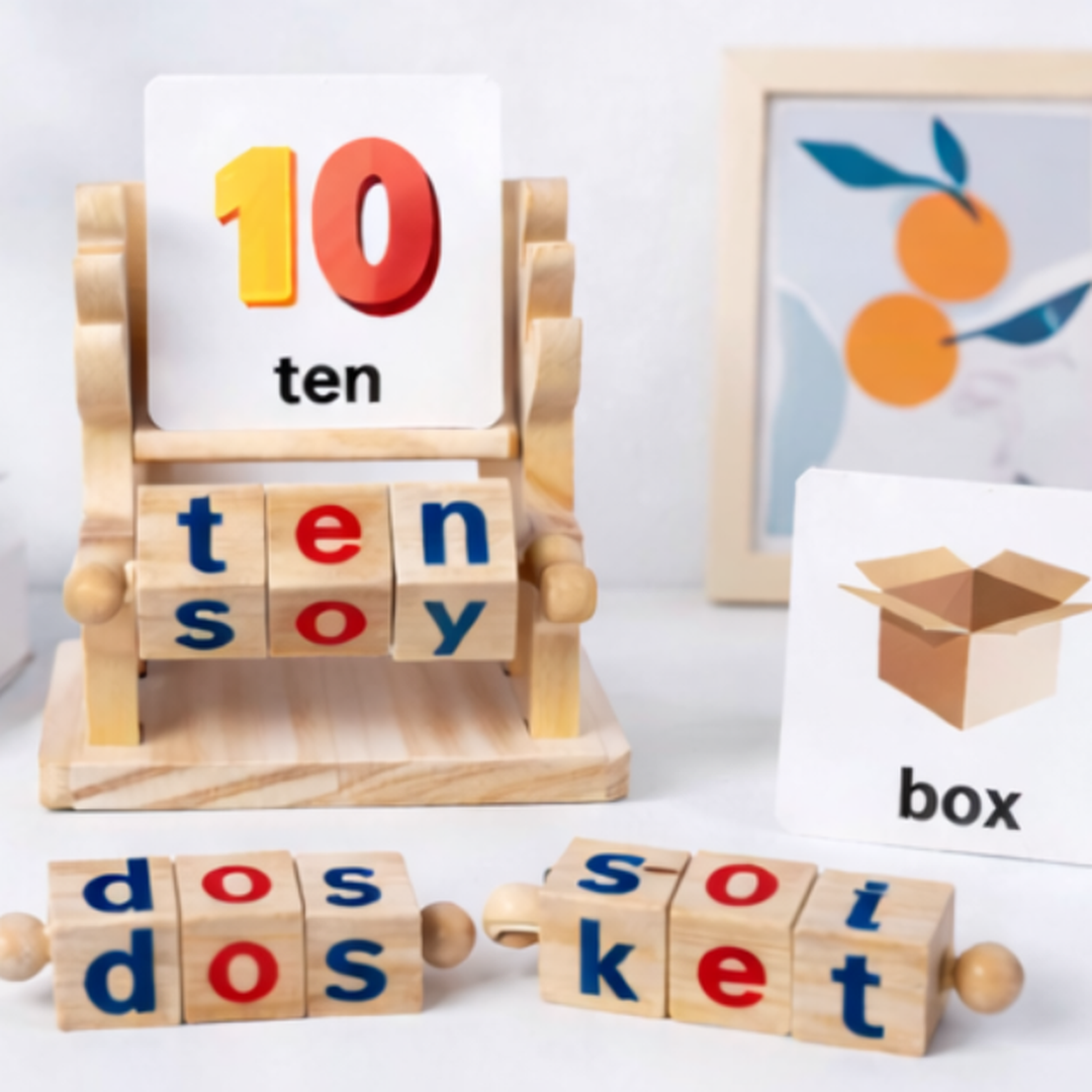 Wooden Rotating Letter Blocks Toy