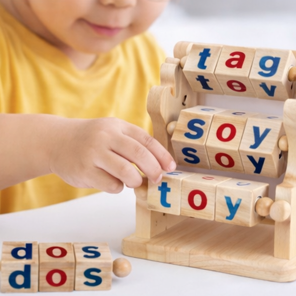 Wooden Rotating Letter Blocks Toy