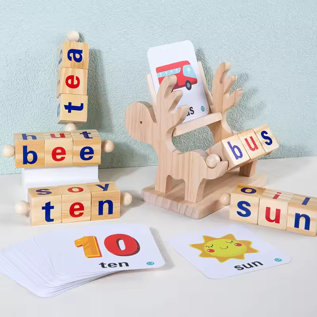 Wooden Rotating Letter Blocks Toy