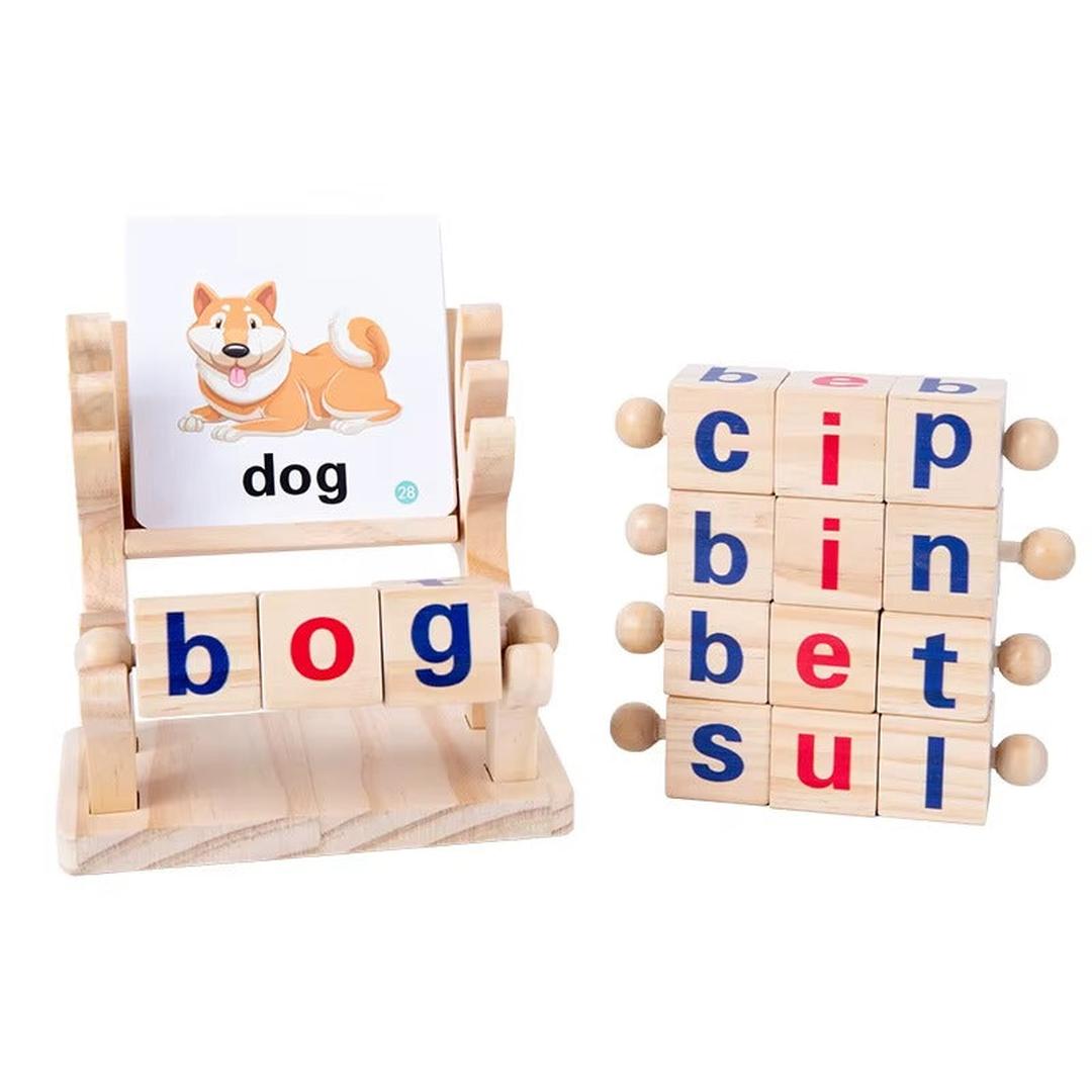 Wooden Rotating Letter Blocks Toy